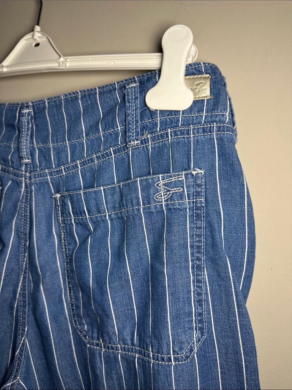 Seven Jeans Blue Pinstripe Wide-Leg Pants - Picture 6 of 10